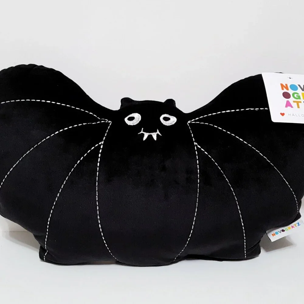 NEW RARE NOVOGRATZ Velvet Halloween Bat Pillow 12x22